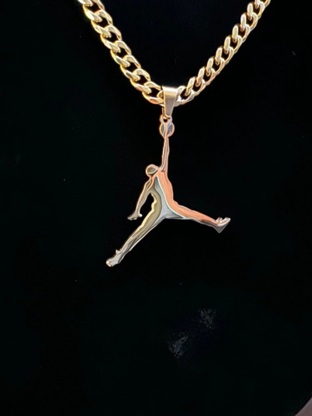 Gold Jordan Jumpman Pendant Necklace - MJ - Gold Plated - 22